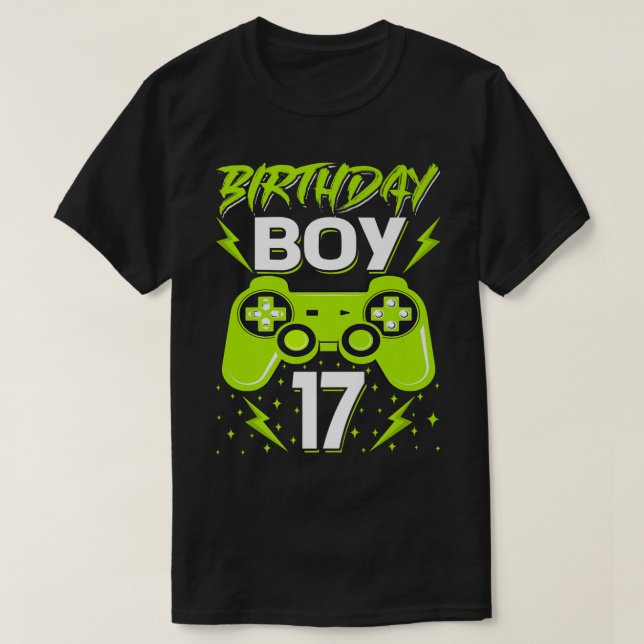 T-shirt Birthday Boy 17 Video Game Controller Gamer 17th B (Design devant)