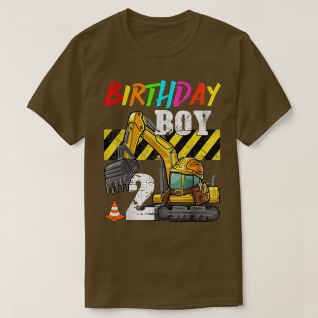T-shirt Birthday Boy 2nd Excavator 2 Years Old Constructio (Design devant)