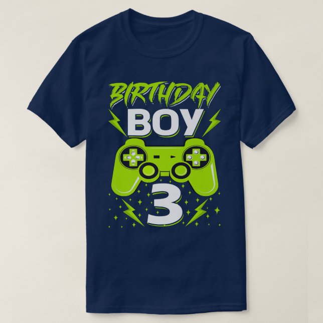 T-shirt Birthday Boy 3 contrôleur de jeu vidéo Gamer 3ème  (Design devant)