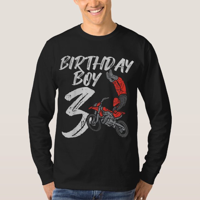 T-shirt Birthday Boy 3 Dirt Bike Cool Motocross 3e Birthd (Devant)