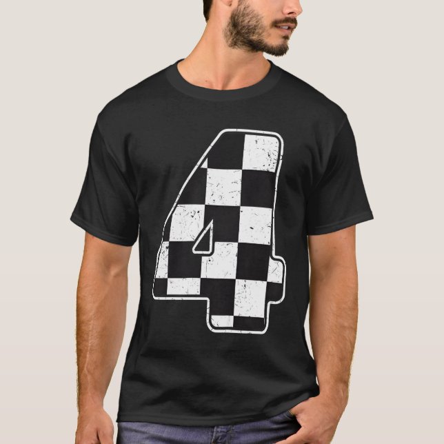 T-shirt Birthday Boy 4 Four Race Car 4th Birthday Racing f (Devant)