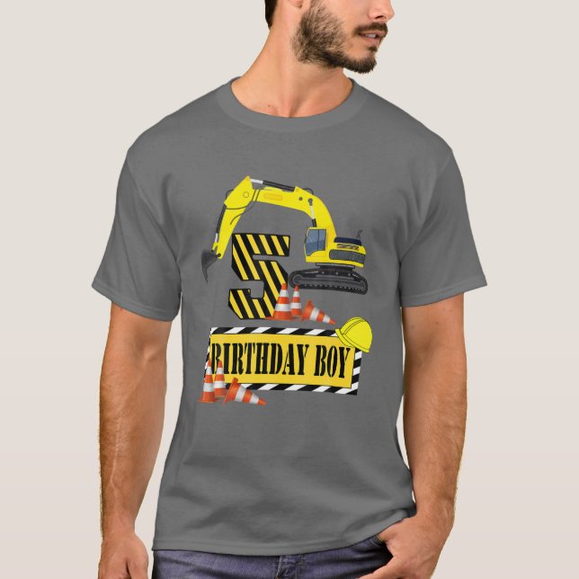 T-shirt Birthday Boy 5Th Birthday Excavator Construction V (Devant)