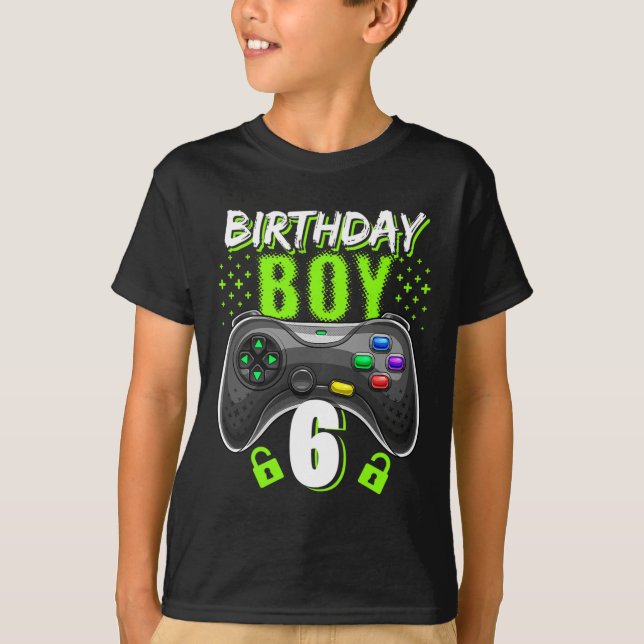 T-shirt Birthday Boy 6 Contrôleur de jeu vidéo Gamer 6th B (Devant)