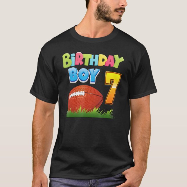 T-shirt Birthday Boy 7 Years 7th Birthday Football Pla (Devant)