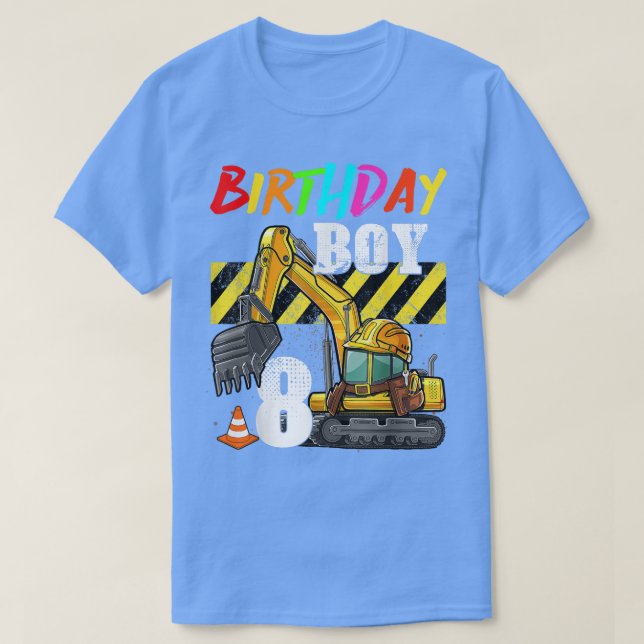 T-shirt Birthday Boy 8th Excavator 8 years old Constructit (Design devant)