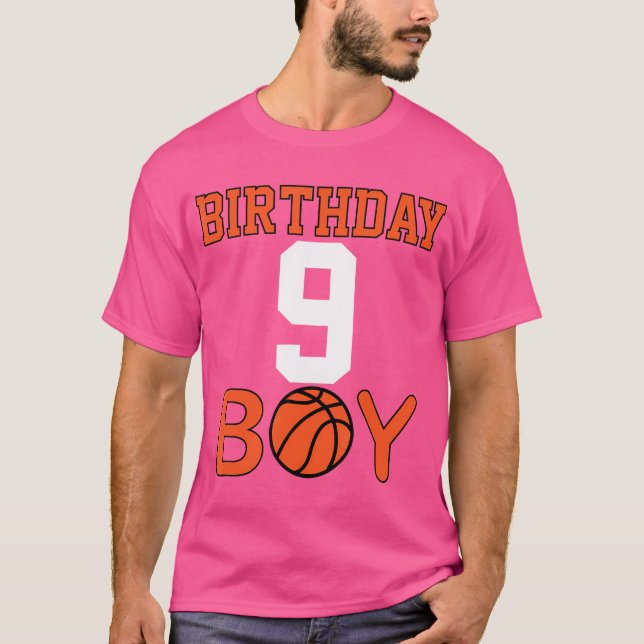 T-shirt Birthday Boy 9 Fun Basketball 9E Neuf Ans Ki (Devant)