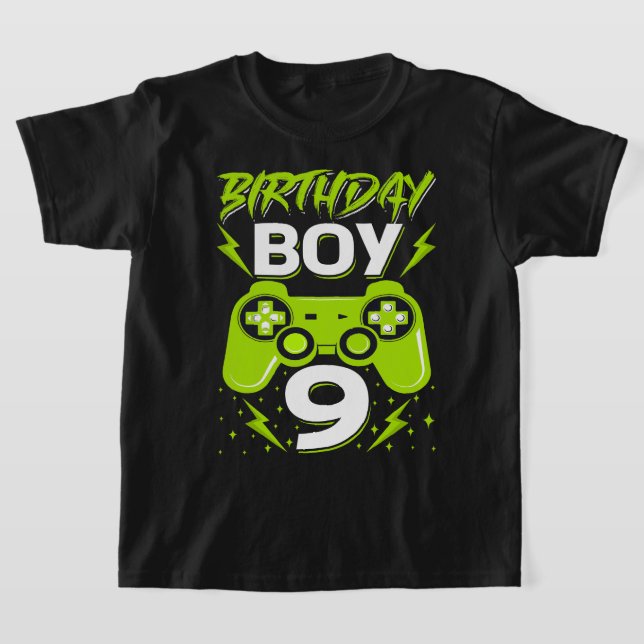 T-shirt Birthday Boy 9 Video Game Controller Gamer 9th Bir (Poser)