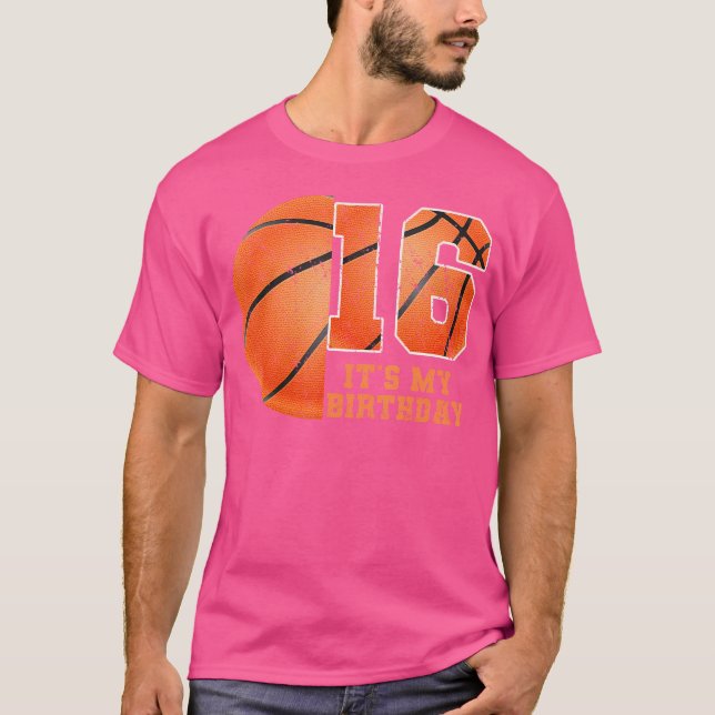 T-shirt Birthday Boy Tee 16 Basketball C'Est Mon 16E Anniv (Devant)
