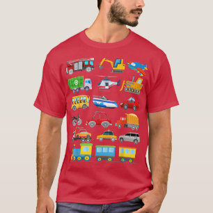 T-shirt Birthday Boy Train Car Fire Truck Airplane Bus, Ex