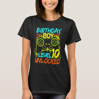 T-shirt Birthday Boys Level 10 Unlocked Video Gamer