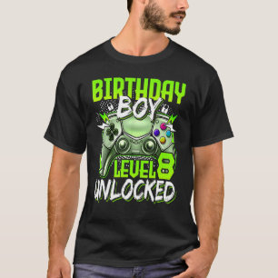 T-shirt Birthday Boys Level 8 Unlocked Video Gamer Birthda