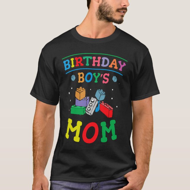 T-shirt Birthday Boy's Mom Building Blocks 2 (Devant)