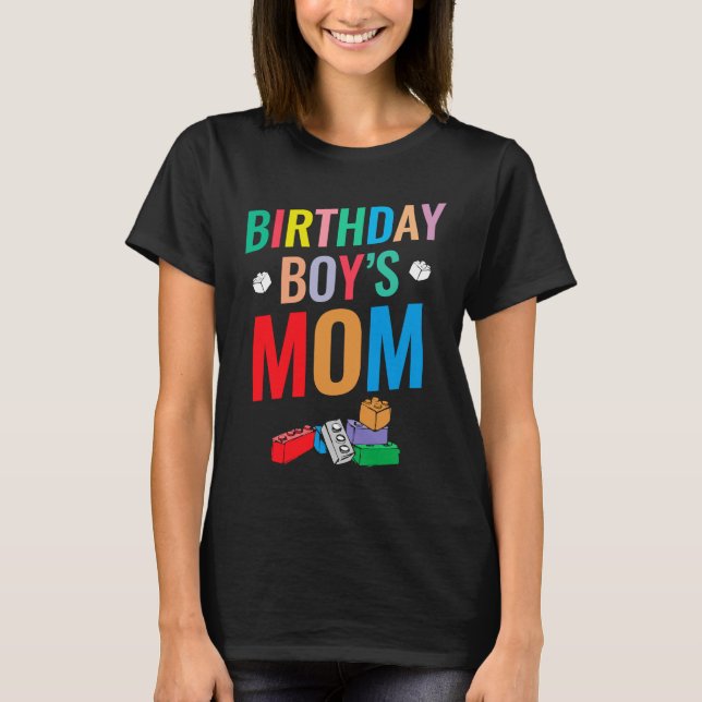 T-shirt Birthday Boy's Mom Building Blocks 8 (Devant)
