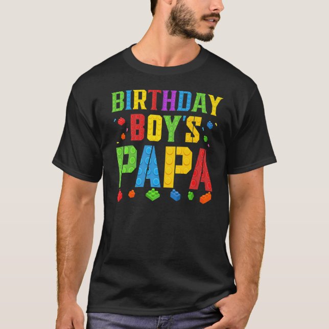 T-shirt Birthday Boy's Papa Blocks Master Builder Brick Bu (Devant)