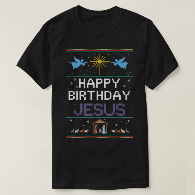 T-shirt birthday cake happy birthday jesus Christian Women (Design devant)