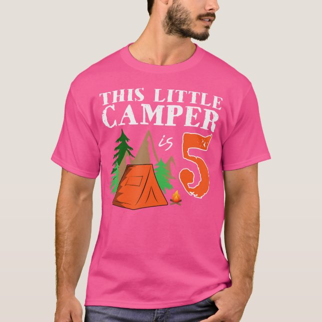 T-shirt Birthday CampingThis Little Camper Is 5 (Devant)