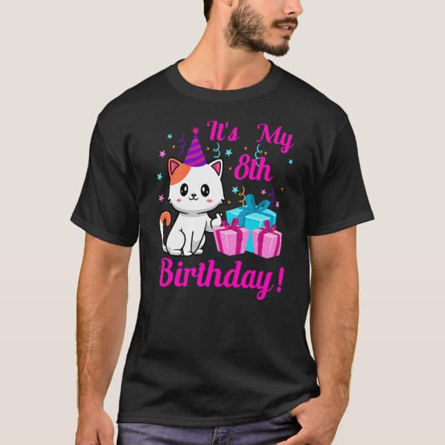 T-shirt Birthday cat 8 years old Kitten kitty 8th Birthday (Devant)
