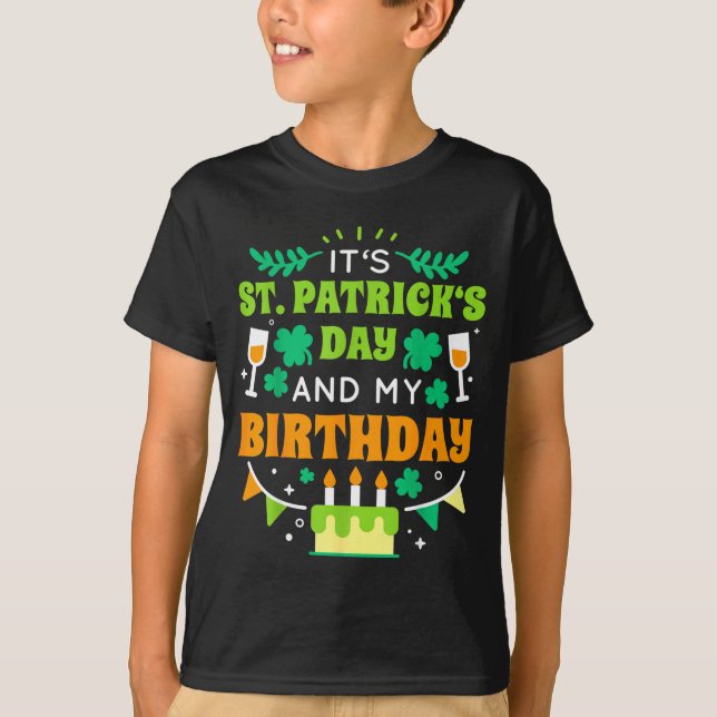 T-shirt Birthday Funny Born On St Patricks Day 2020  (Devant)