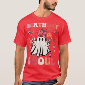 T-shirt Birthday Ghoul Floral Ghost Kid Girl Groovy Hallow