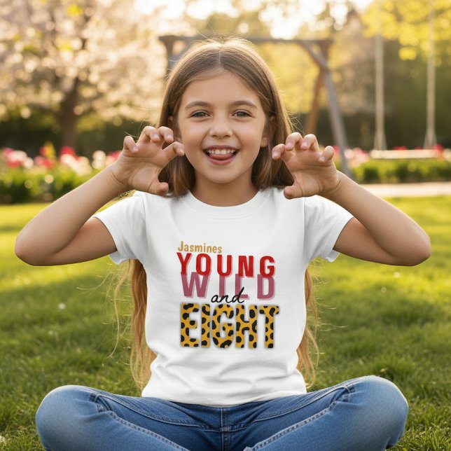 T-shirt Birthday Girl Eight Leopard Print Text Design  (Créateur téléchargé)