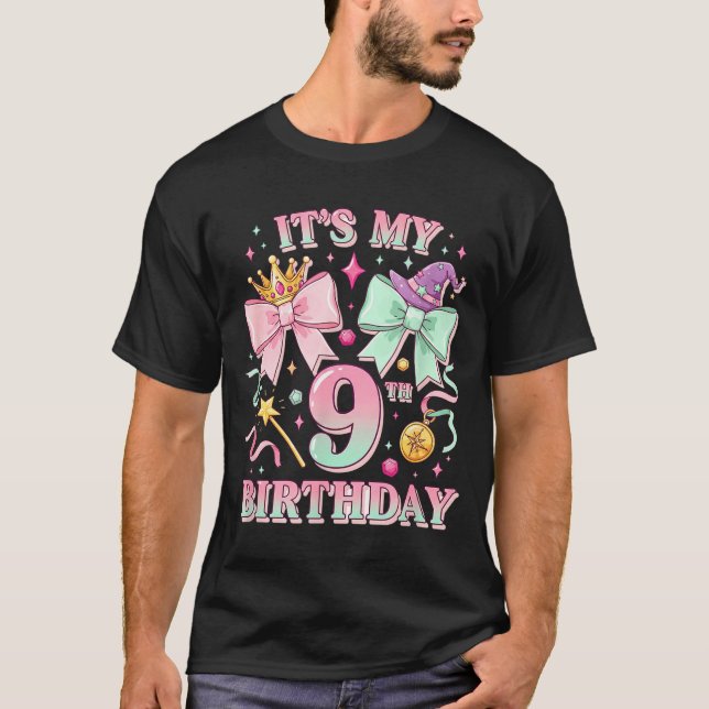 T-shirt Birthday It's My 9th Birthday Cute Magical Princes (Devant)