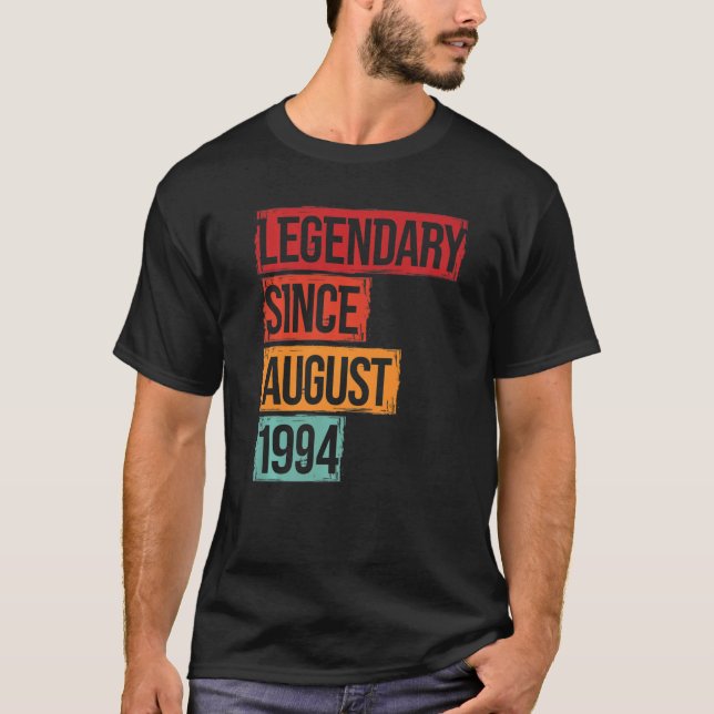 T-shirt Birthday Legendary Since August 1994 (Devant)