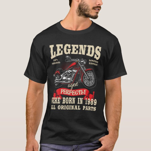 T-shirt Birthday Man Biker Cadeau Motorcycle Chopper 1989  (Devant)