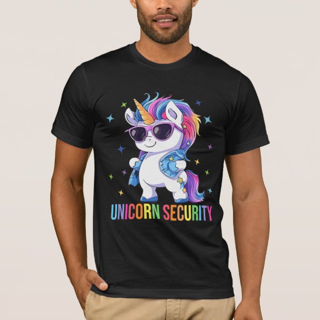 T-shirt Birthday Party Dad Mom Daughter Unicorn Security  (Devant)