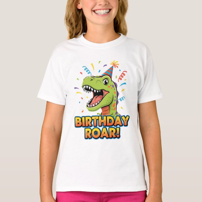 T-shirt Birthday Roar Cute Dinosaur Birthday Party Design (Devant)