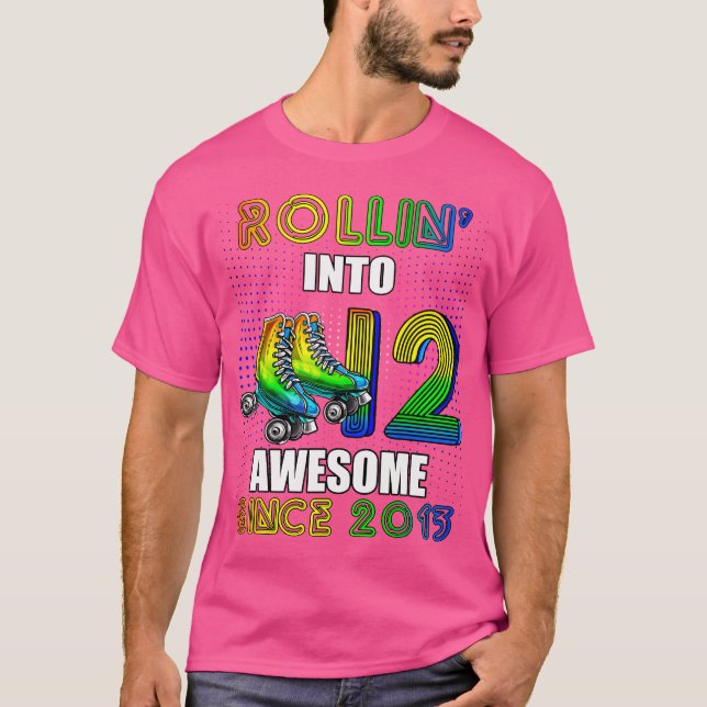 T-shirt Birthday Roller Skating 12Th Girl Rollin Into 12 S (Devant)