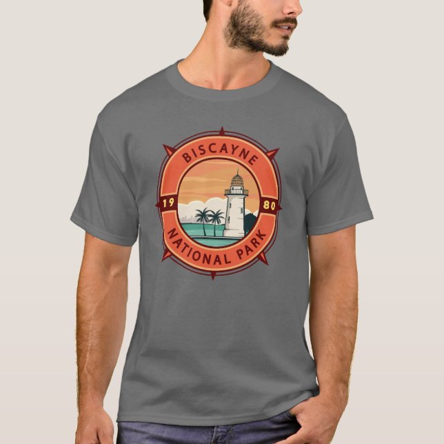 T-shirt Biscayne National Park Retro Compass Emblem (Devant)