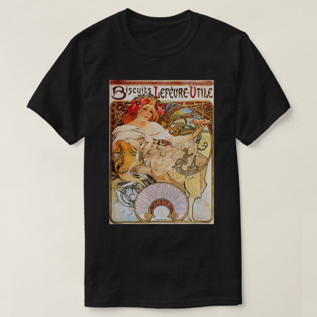 T-shirt Biscuits Lefeure Utile Art Nouveau Alphonse Mucha (Design devant)
