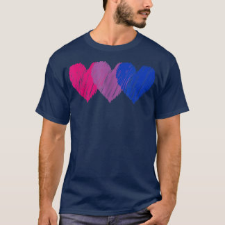 T-shirt Biseual Flag Hearts Love  LGBT Bi Pride 