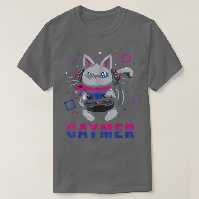 T-shirt Biseual Gaymer Geek Pride Lesbian Trans Cat Vidéo (Design devant)