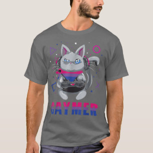 T-shirt Biseual Gaymer Geek Pride Lesbian Trans Cat Vidéo