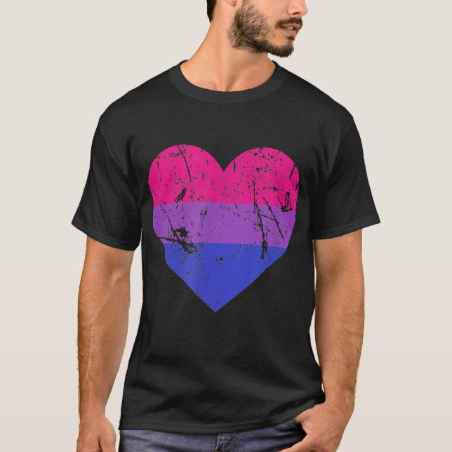 T-shirt Biseual Pride LGBT Drapeau Amour Coeur  (Devant)