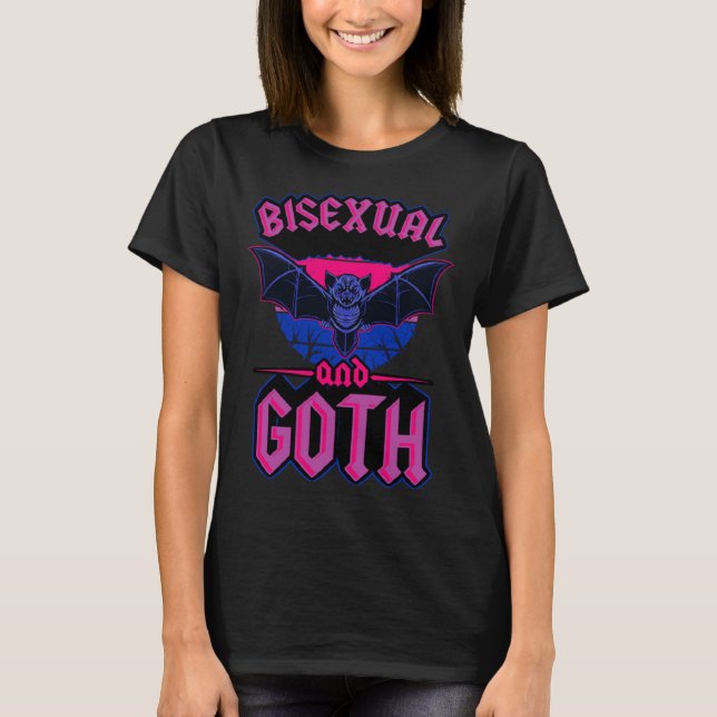 T-shirt Bisexual And Goth Gothic Emo Bat Pride LGBTQ Hallo (Devant)