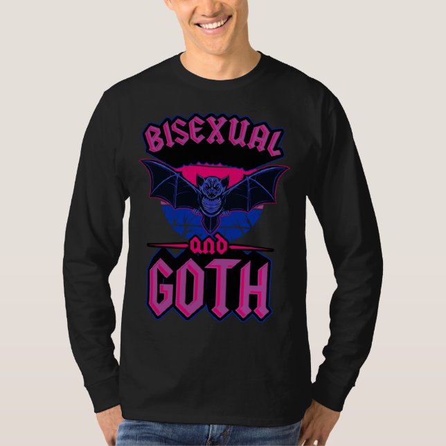 T-shirt Bisexual And Goth Gothic Emo Bat Pride LGBTQ Hallo (Devant)