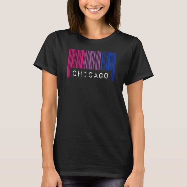 T-shirt Bisexual Barcode Pride Chicago Illinois Queer Aest (Devant)