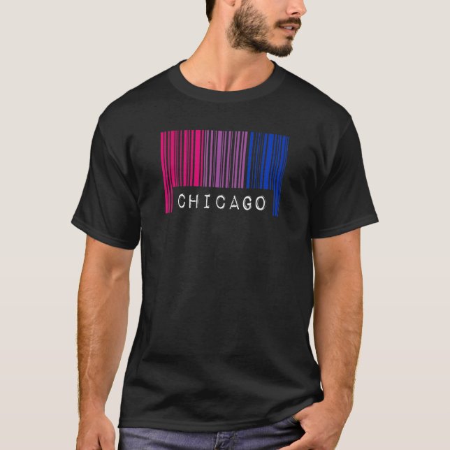 T-shirt Bisexual Barcode Pride Chicago Illinois Queer Aest (Devant)