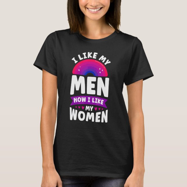 T-shirt Bisexual Bi Fierté Drapeau J'Aime Mes Hommes Comme (Devant)