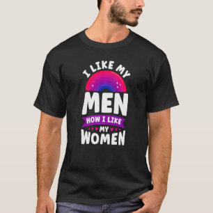 T-shirt Bisexual Bi Fierté Drapeau J'Aime Mes Hommes Comme