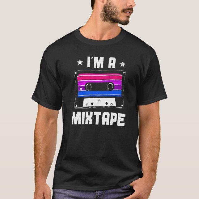 T-shirt Bisexual Bi Pride Drapeau Bande de cassette Je sui (Devant)