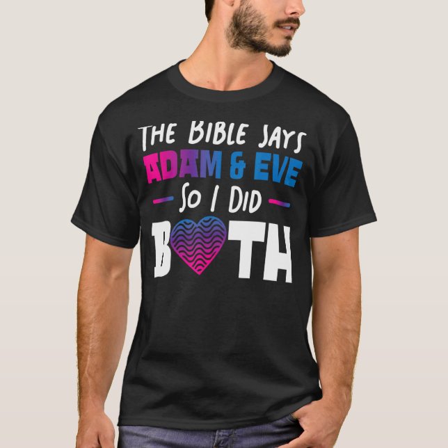 T-shirt Bisexual Bi Pride Drapeau Bible La Bible dit Adam  (Devant)