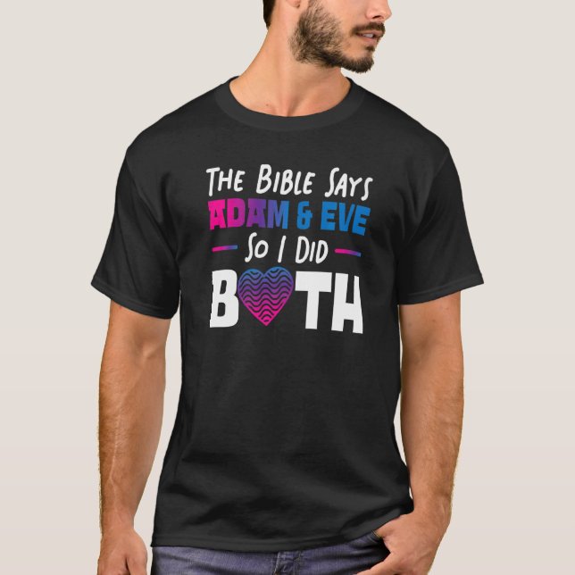 T-shirt Bisexual Bi Pride Drapeau Bible La Bible dit Adam  (Devant)