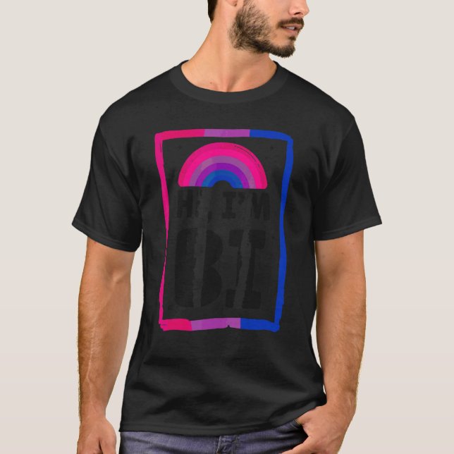 T-shirt Bisexual Bi Pride Drapeau Hi I'm Bi (Devant)