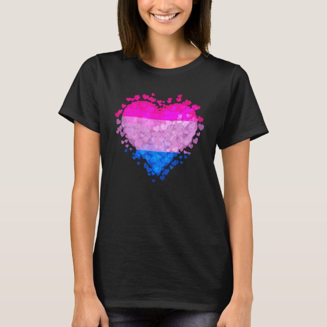 T-shirt Bisexual Bi Pride Flag Hearts Valentines Day (Devant)