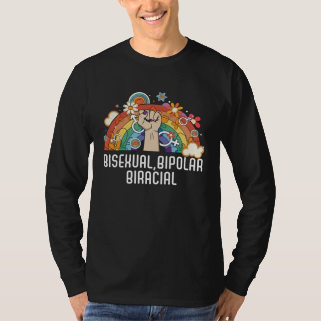 T-shirt Bisexual Bipolar Biracial Rainbow Pride Bisexualit (Devant)