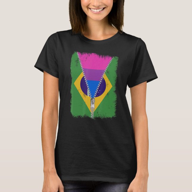T-shirt Bisexual Brésil Drapeau Zip Brésil Lgbt Pride brés (Devant)