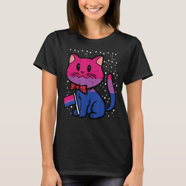 T-shirt Bisexual Cat Flag Bi Pride Lgbtq Girls Kids Toddle (Devant)